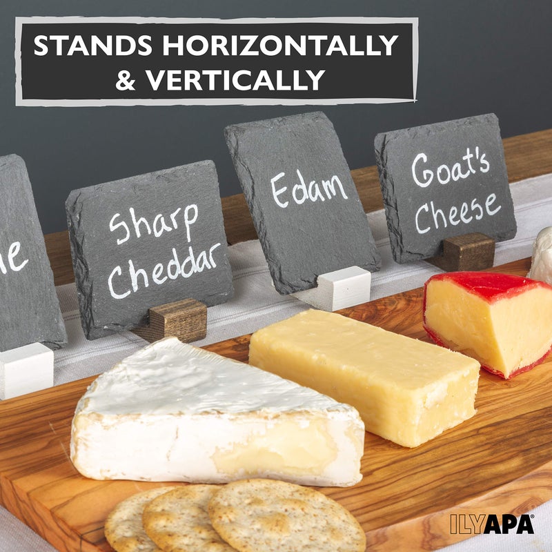 Ilyapa Mini Chalkboard Signs with Stand, 8 Pack - Rustic 5x6 Inch Small Slate Tabletop Chalk Boards with Wood Stands Set, Food Signs for Buffet Table - Image 4